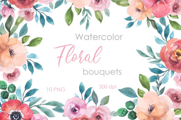 Captivating Pink Floral Summer Watercolor Clipart