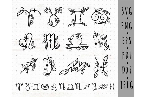 Floral Zodiac Signs SVG PNG Bundle: A Practical Resource for Creators