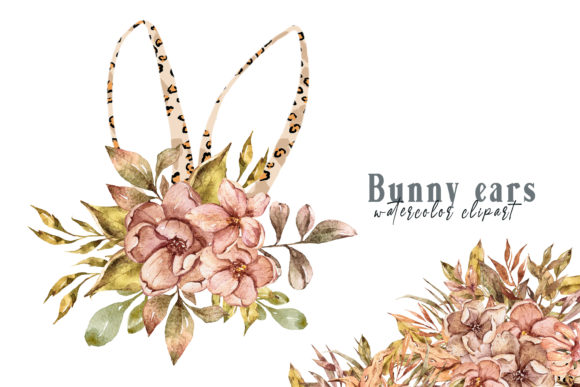 Leopard Floral Bunny Ears Clipart: A Unique Design Asset