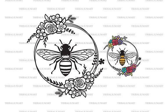 The Bee and Floral Wreath Circle Frame: A Versatile Design Asset