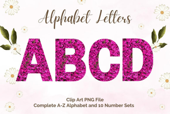 The Elegant Pink Floral Alphabet Sublimation Font for Designers