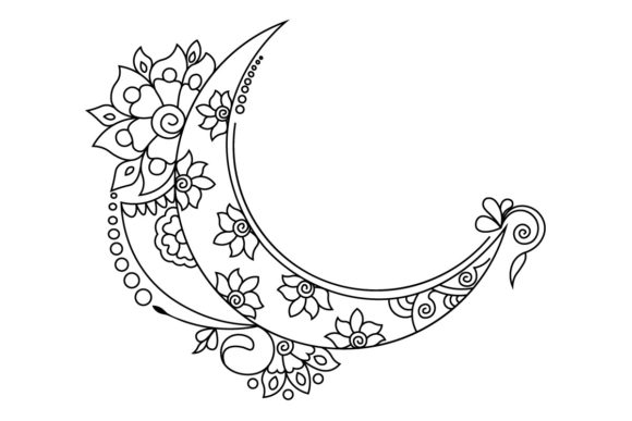 The Moon Outline Design and Floral Art Vector: A Versatile Digital Asset for Creative Projects