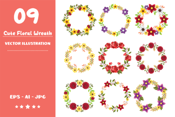 Transform Your Projects with a Set of Floral Wreath Isolated on White