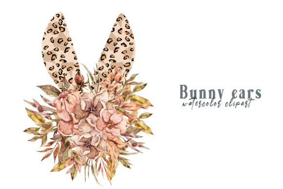 Watercolor Floral Bunny Ears Clipart for Creators