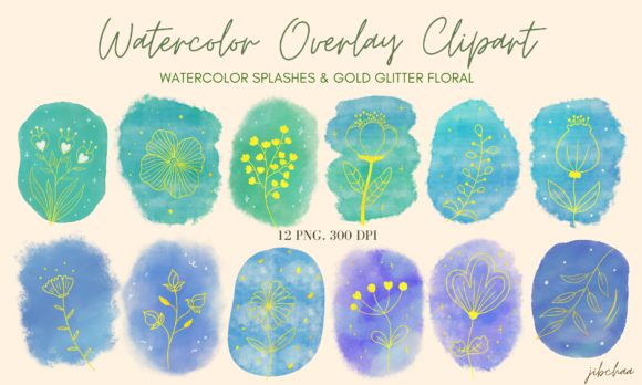 Watercolor Splash with Floral Clipart: A Digital Asset Collection
